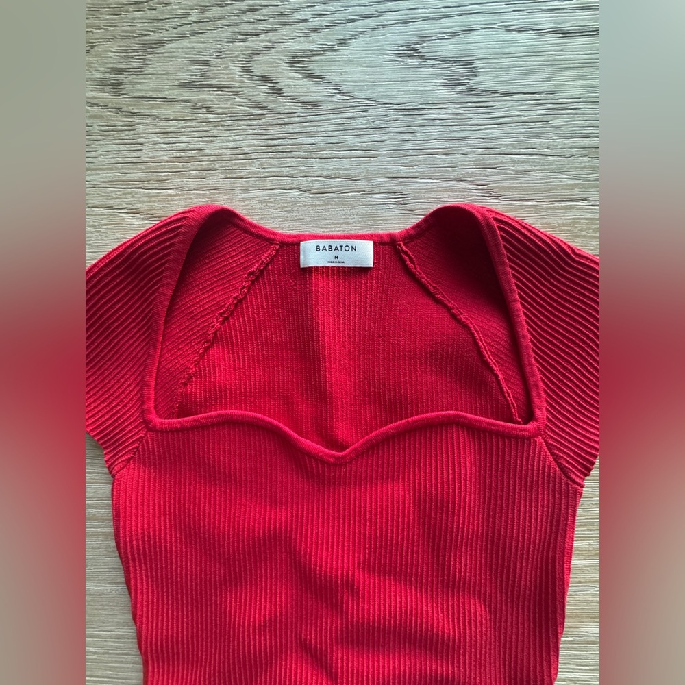 Aritzia Scarlet Ribbed Blouse
